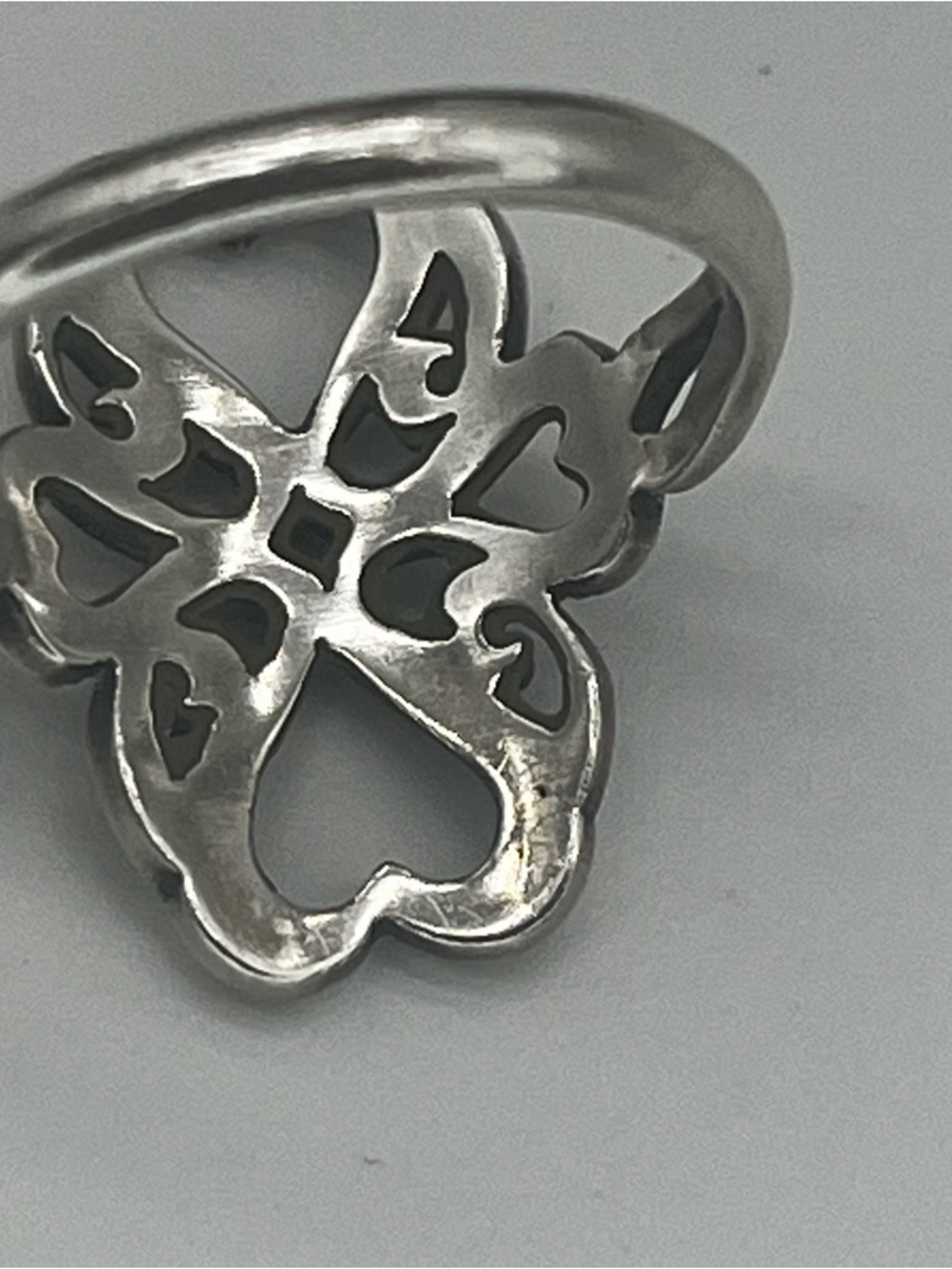 James Avery Retired Sterling Silver Tall Swirl Double Heart Ring Size 7 Bag - Picture 4 of 6